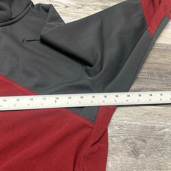 Nike Therma Fit Gray Red Mens XL Full Zip Swoosh Embroidered Color Block Hoodie - Picture 6 of 8